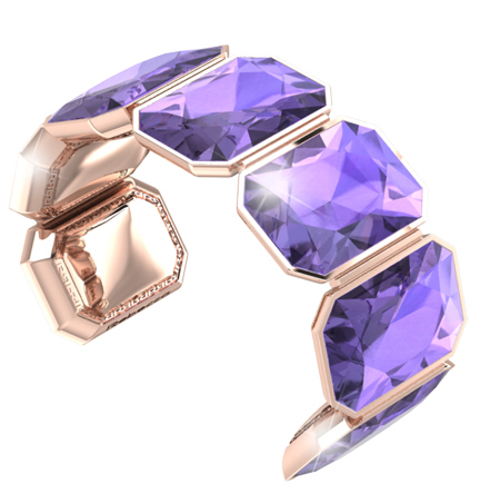 Bronze Large Purple Stone Rose Cuff