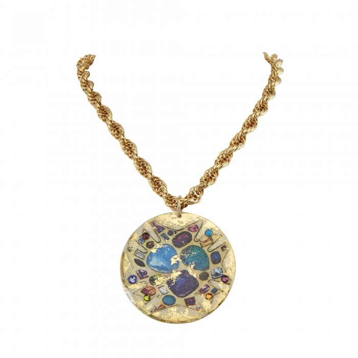 Bejeweled Disc Pendant - Cream