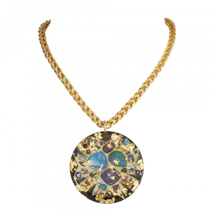 Bejeweled Disc Pendant - Black