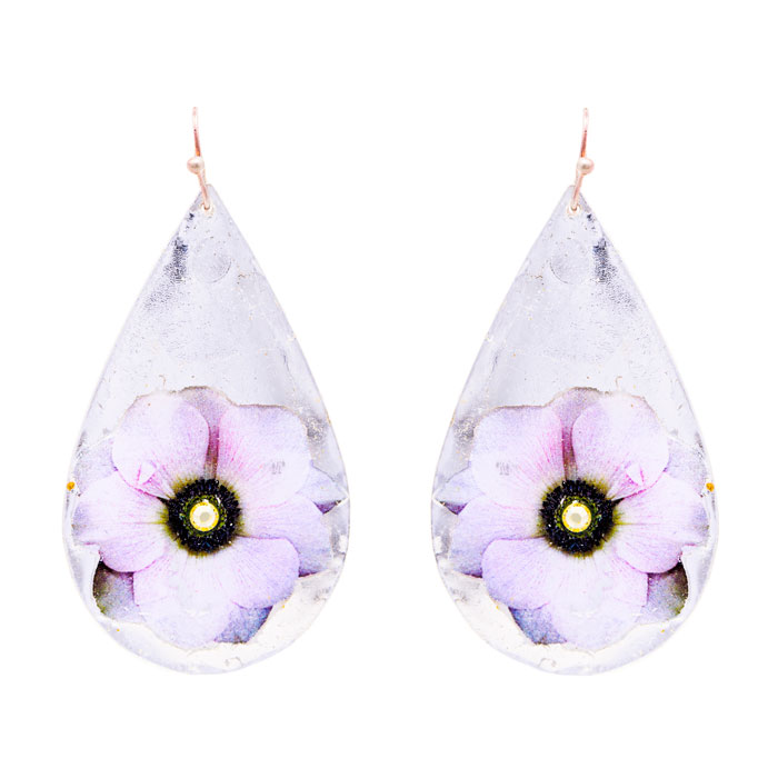 Anemone Teardrop Earrings - Silver