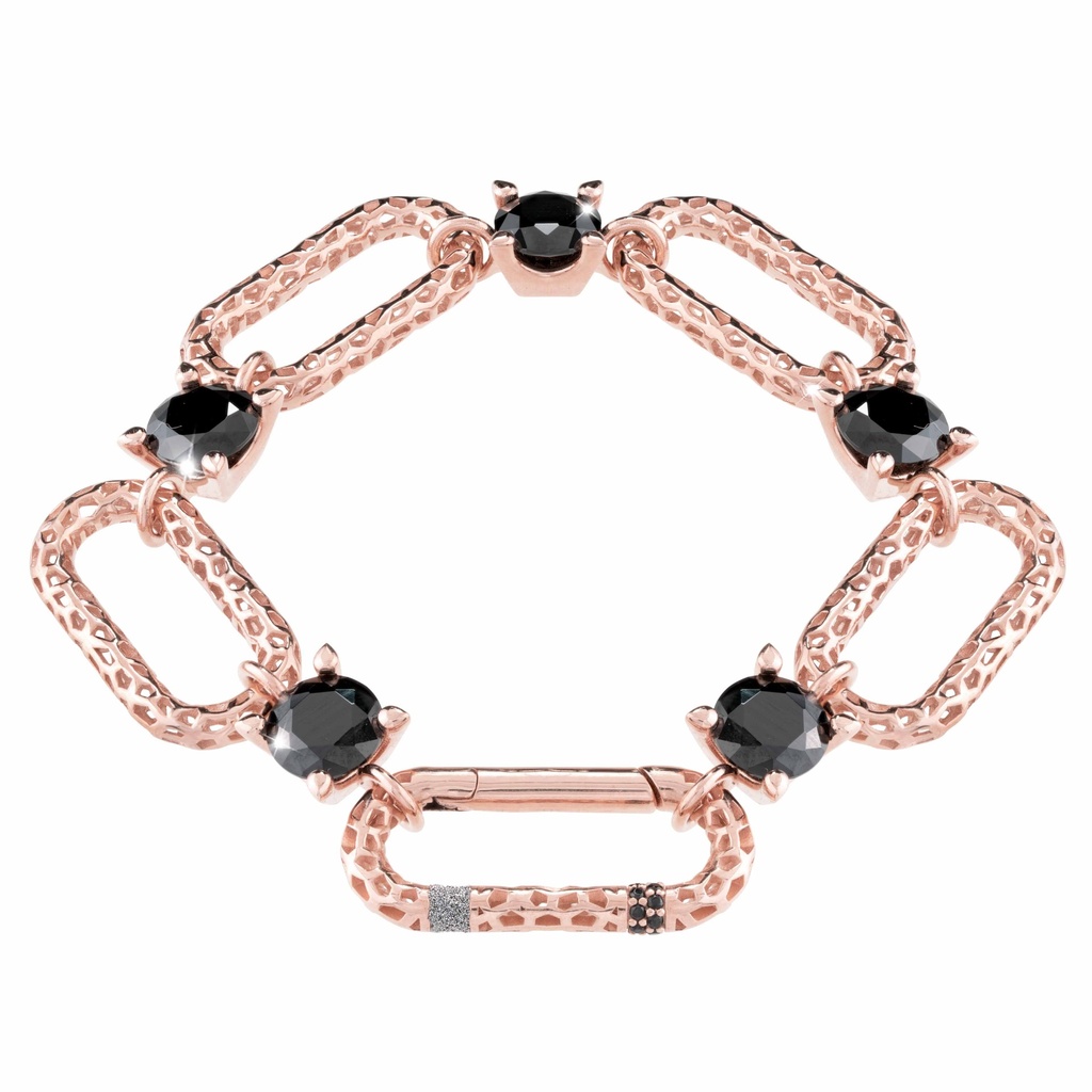 Jolie Silver Bracelet with 6 Black Stones