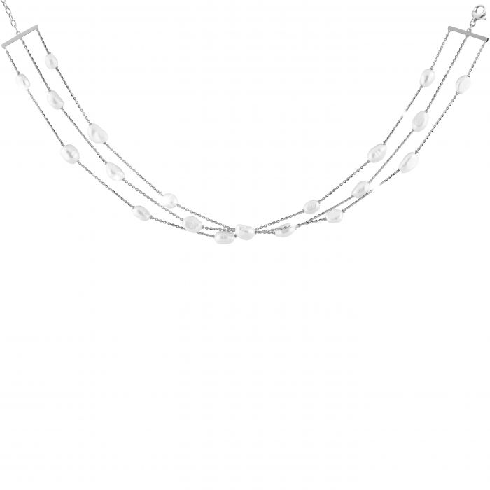 Butterlfy Triple Row Pearl Necklace