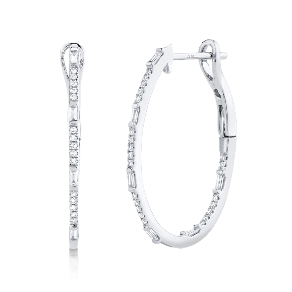 Diamond Oval Hoop Earrings