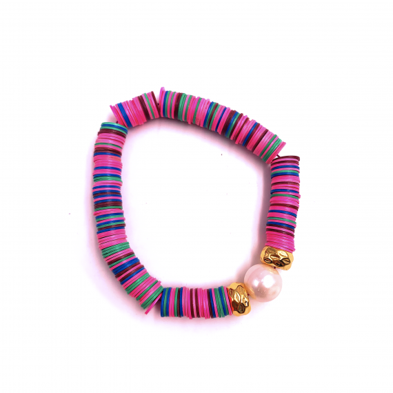 Vinyl with Pearl Stretch Bracelet