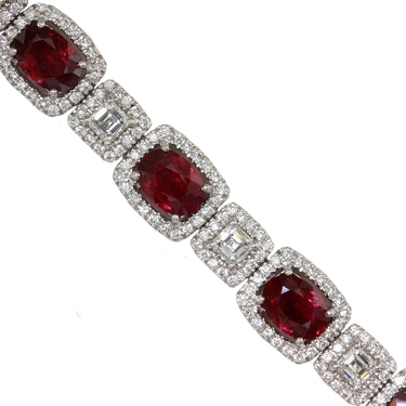 Oval Colored Gemstone with Cushion Halo and Diamond Bracelet