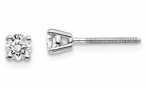 14kw Lab Grown Diamond Screw Back Earrings VS/SI D,E,F,