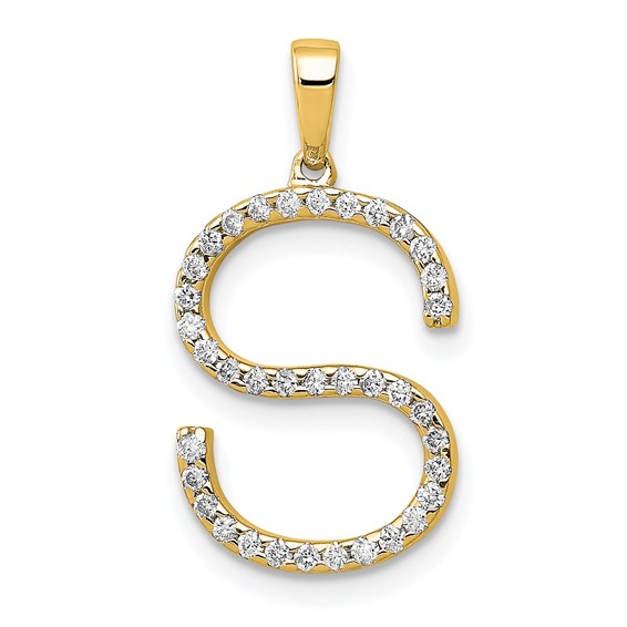 14K Diamond Letter Initial Pendant
