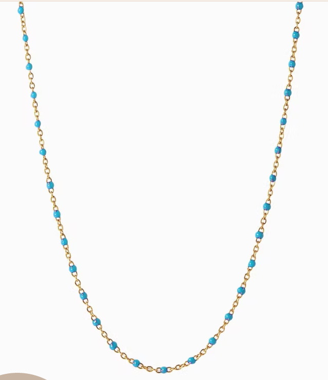 Enamel Bead on Piatto Chain