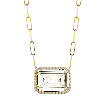 White Topaz on Paperclip Chain