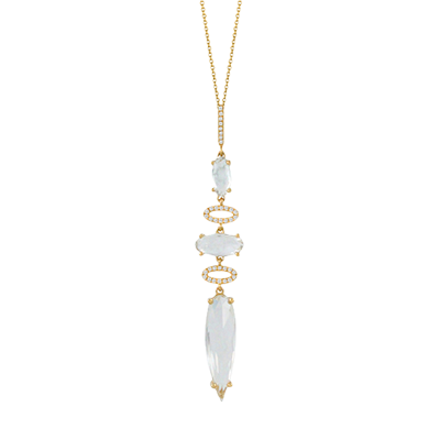 White Topaz and Diamond Pendant