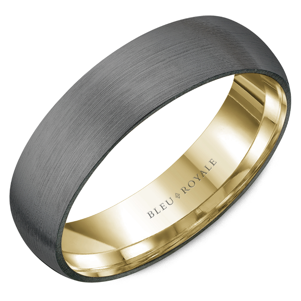 14k Tantalum & Yellow Gold Rounded Wedding Band