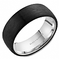 14k White Gold & Forged Carbon Domed Wedding Band