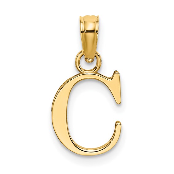 Polished Block Letter C Initial Pendant