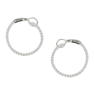 White Gold and Diamond Circle Earrings