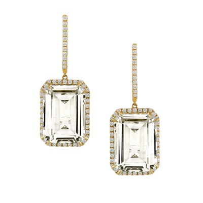 Yellow Gold and White Topaz Earrings