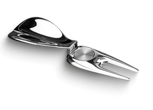 Silver-tone Multi-Use Shoe Horn, Ball Marker, Divot Repair, Cigar Holder Golf Tool