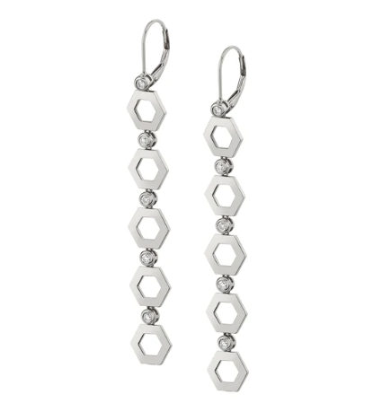 Plain Hex Long Infinity Earrings