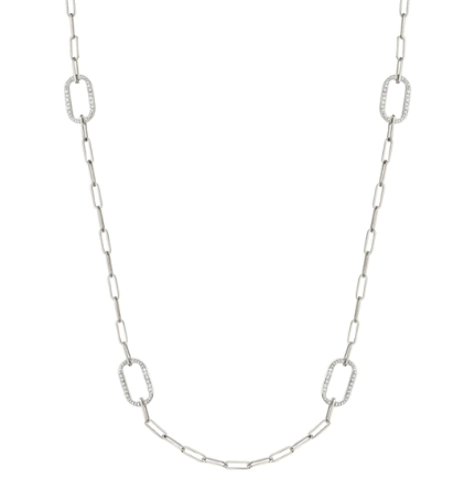 Pave Link Station Necklace