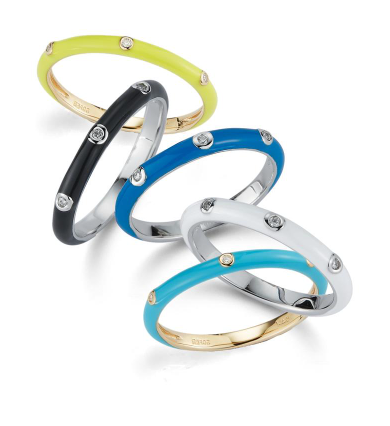 ENAMEL RING WITH 3 DIAMONDS