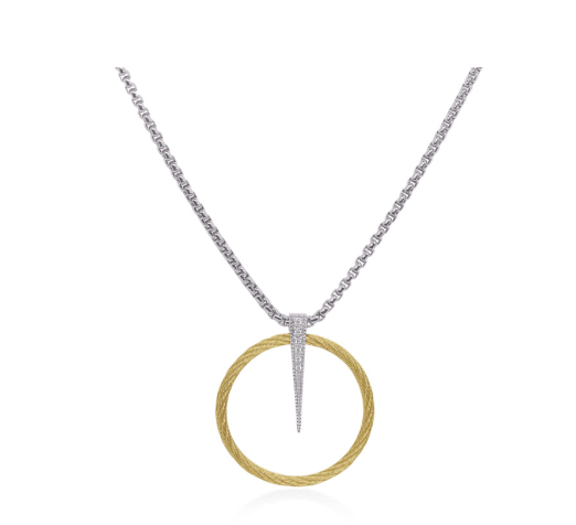 Yellow Cable & Grey Chain Full Circle Spear Necklace