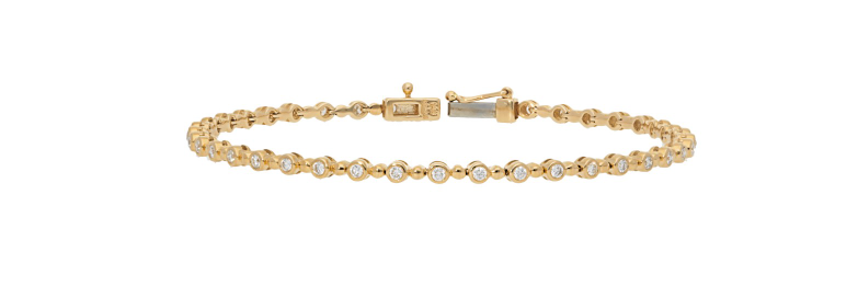 BEZEL SET DIAMOND AND BEADED BRACELET