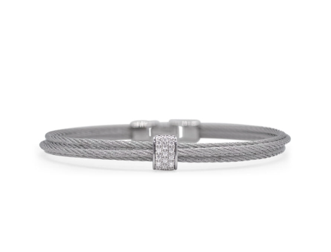 Cable Single Simple Stack Bracelet with 18kt White Gold & Diamonds