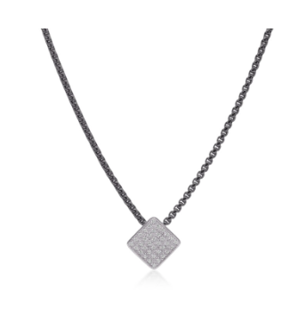 Taking Shapes Square Necklace with 14K Gold & Diamonds