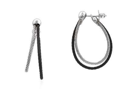 Cable Asymmetrical Hoop Earrings with 18kt White Gold