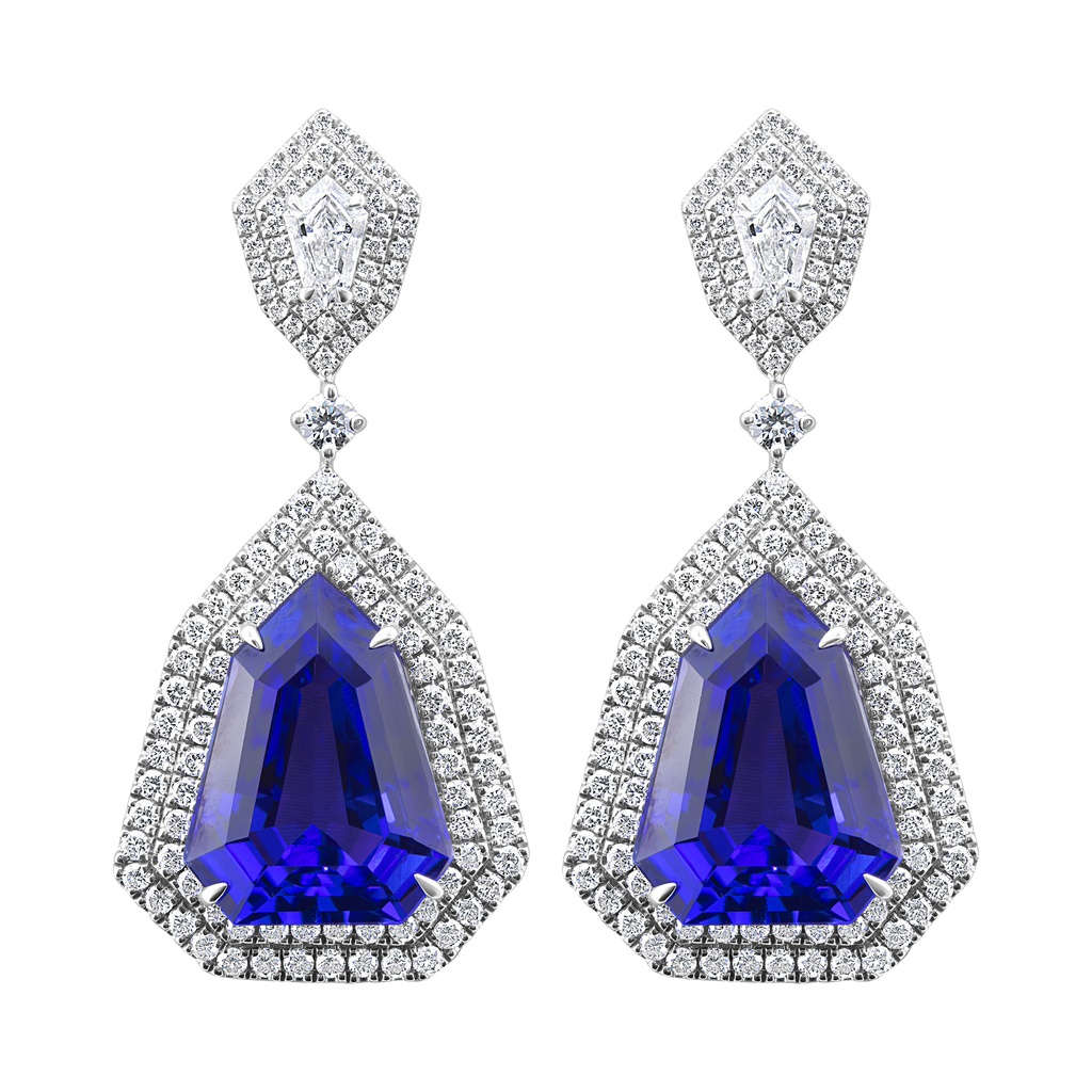 Tanzanite and Diamond Dangle Earrings