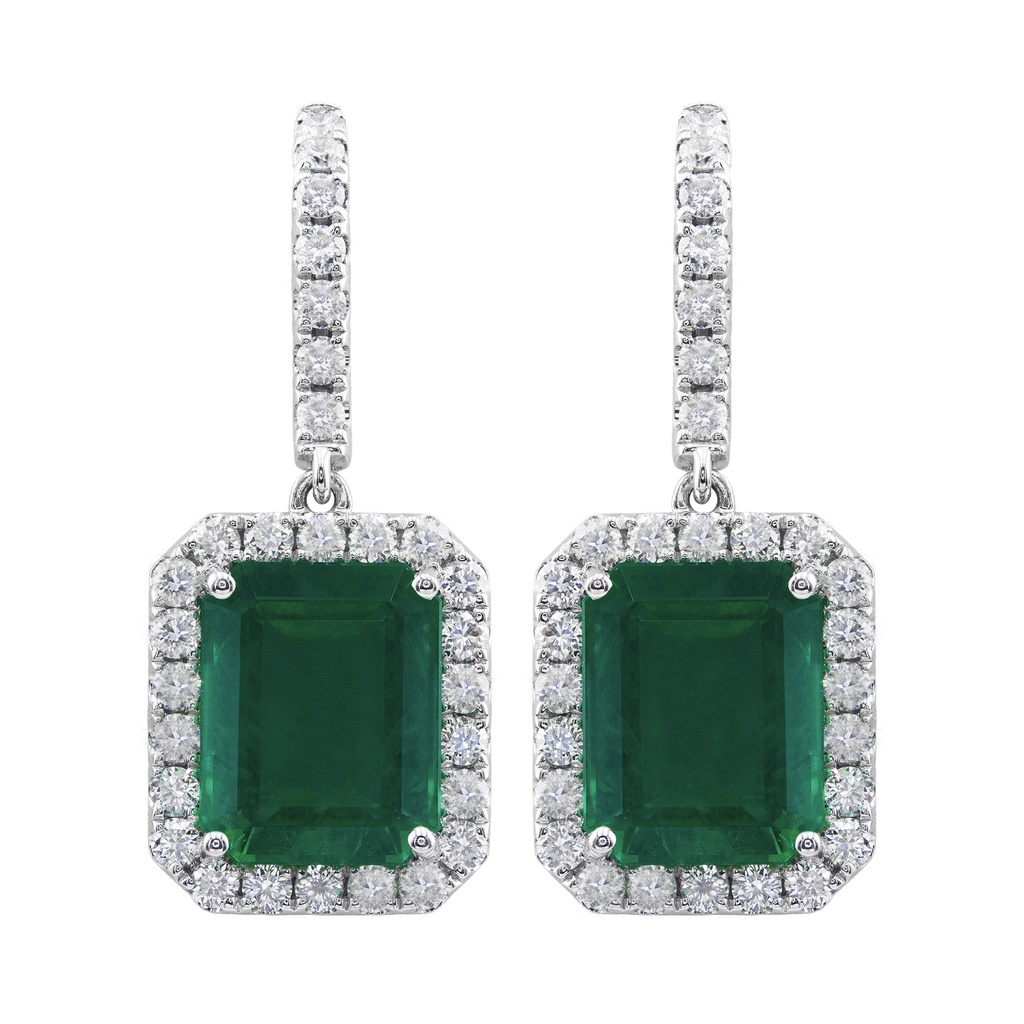 Emerald and Diamond Drop Earrings
