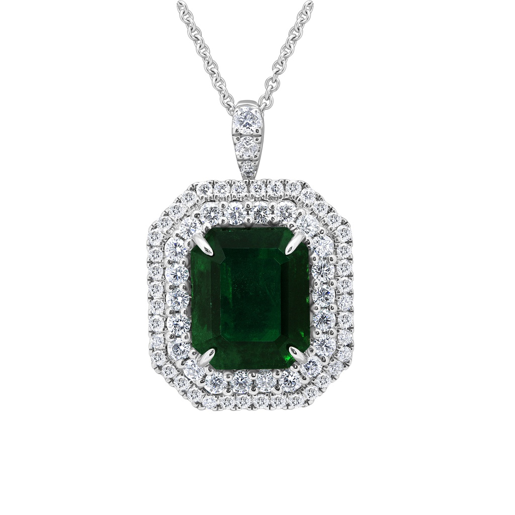 Emerald and Diamond Pendant Necklace
