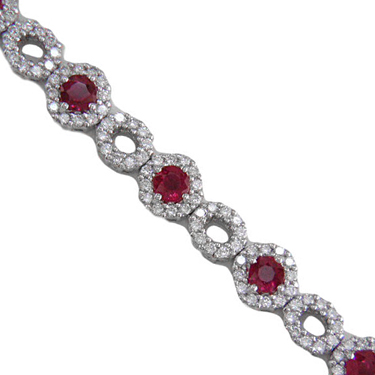 Ruby and Diamond Halo Bracelet
