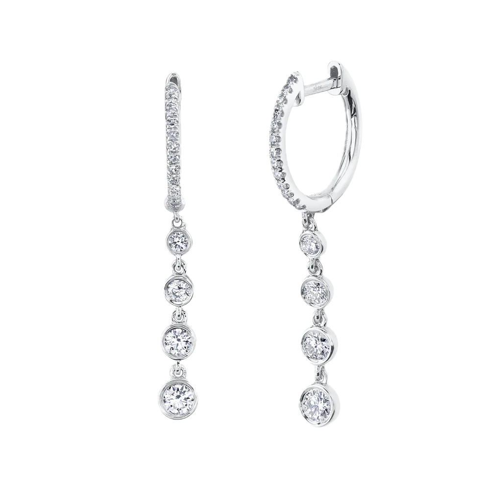 .45ct Diamond Hoops with 4 Bezel Set Dangle