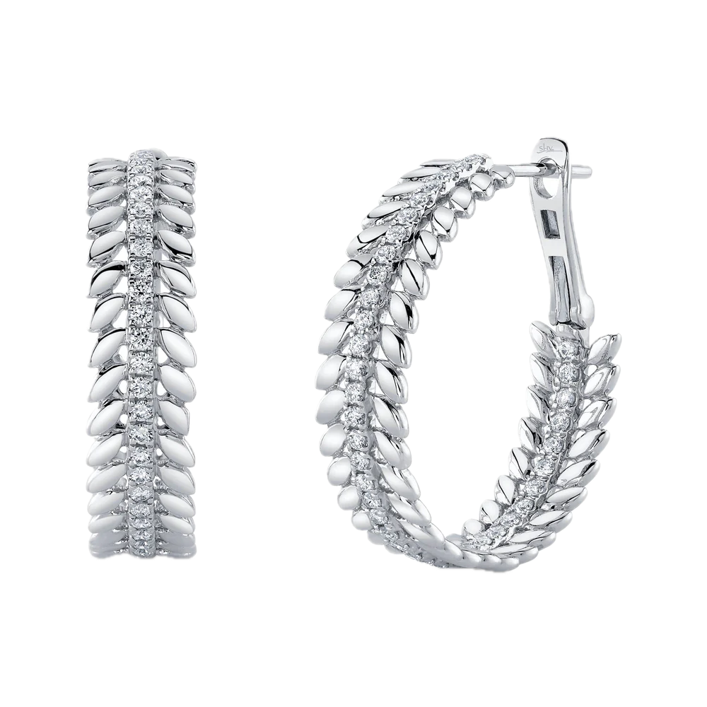 .72ct Diamond Laurel Wreath Hoop Earrings