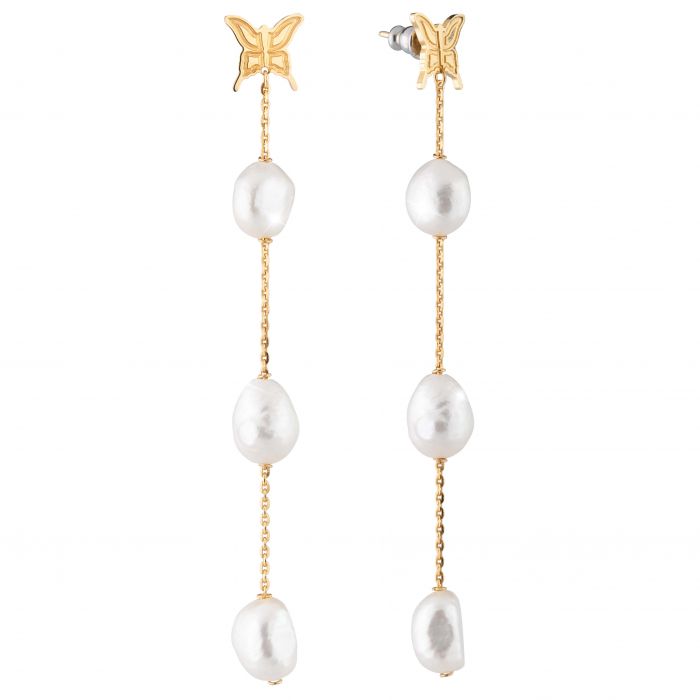 Butterfly Three Pearl Earrings