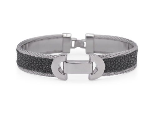 Grey Cable & Black Stingray ID Bracelet