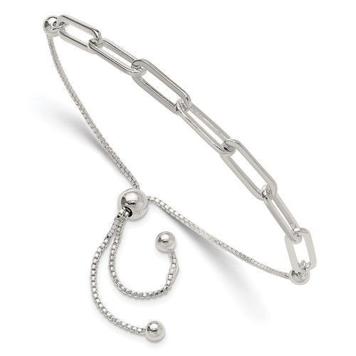 Polished Paperclip Link Adjustable Bracelet