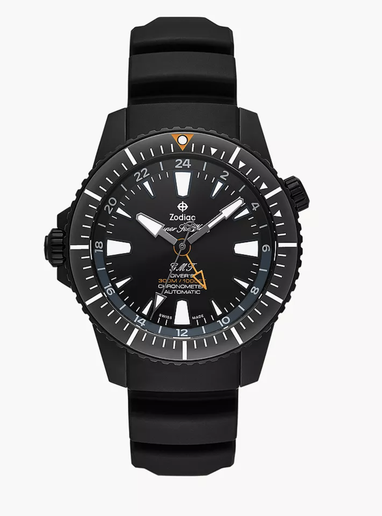 Super Sea Wolf Pro-Diver GMT Automatic Rubber Strap Watch