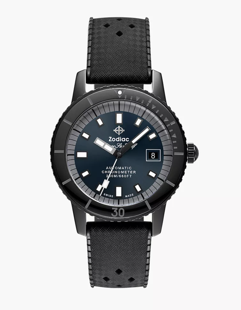 Super Sea Wolf Ceramic Compression Rubber Strap Watch