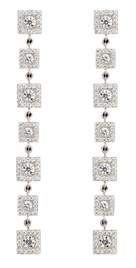 Diamond "Hopsctoch" Shoulder Duster Earrings