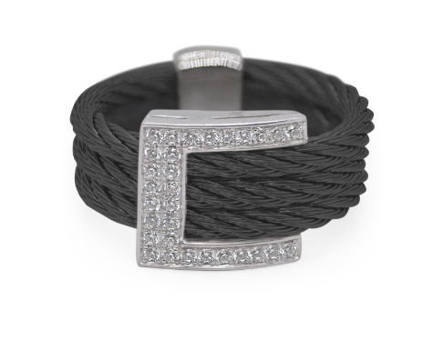 Cable Buckle Up Ring with 18kt Gold & Diamonds