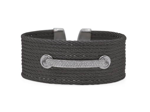 Cable Wide Lace Up Cuff with 18kt Gold & Diamonds