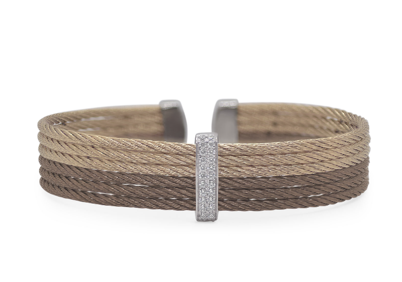 Cable Cuff with 18kt Gold & Diamonds