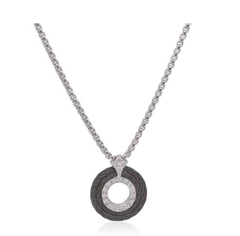 Cable Round Necklace with 14kt Gold & Diamonds