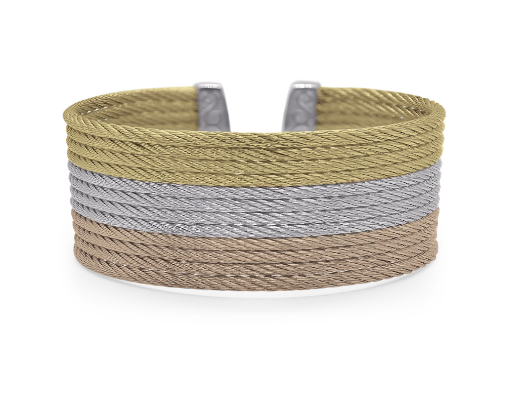 Carnation, Grey & Yellow Cable Cuff Essentials Cuff