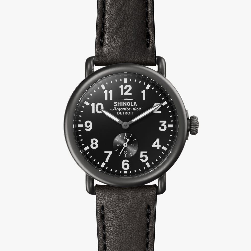 Runwell 41mm Black PVD Watch On Strap