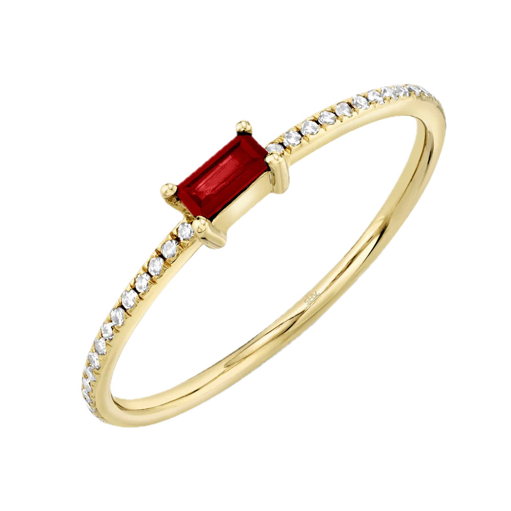 0.08Ct Diamond & 0.15 Ruby Ring