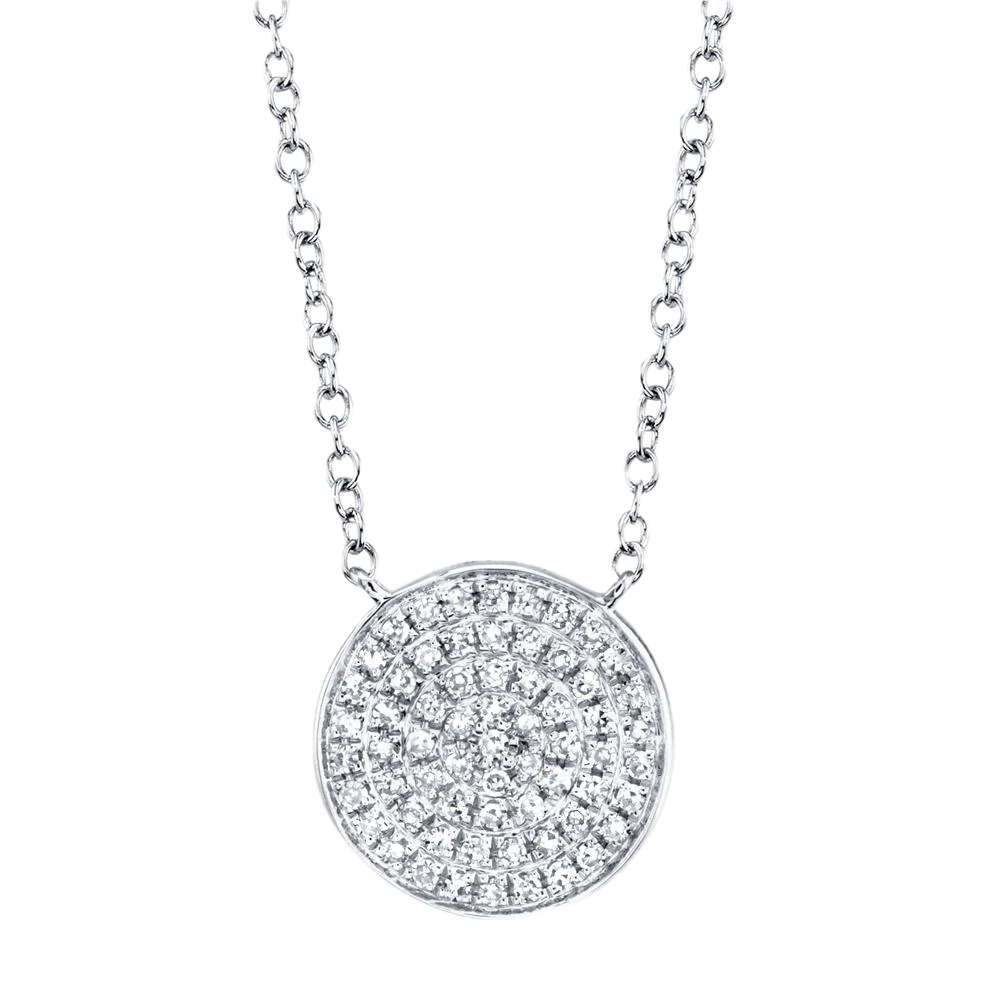 EMMIE 0.15 CT. DIAMOND PAVE DISC CIRCLE PENDANT NECKLACE