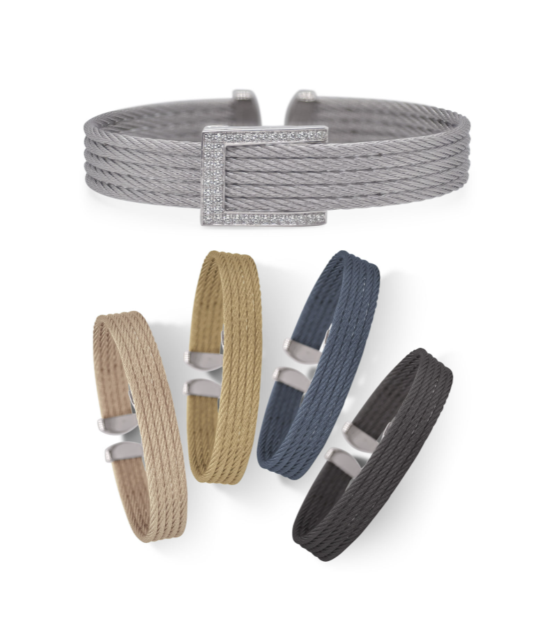 Buckle Up Set of 5 Cuffs with Removable Buckle with 18kt Gold & Diamonds