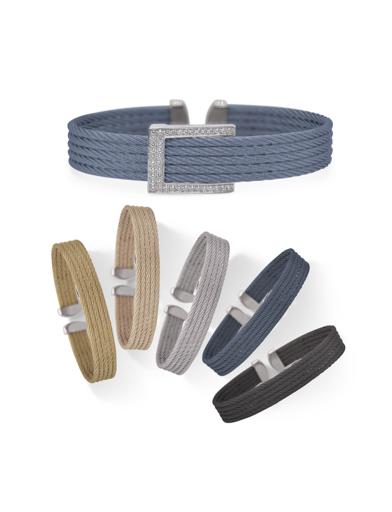 Buckle Up Set of 6 Cuffs with Removable Buckle with 18kt Gold & Diamonds